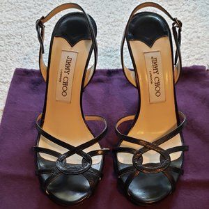 Authentic Jimmy Choo black strappy heels
